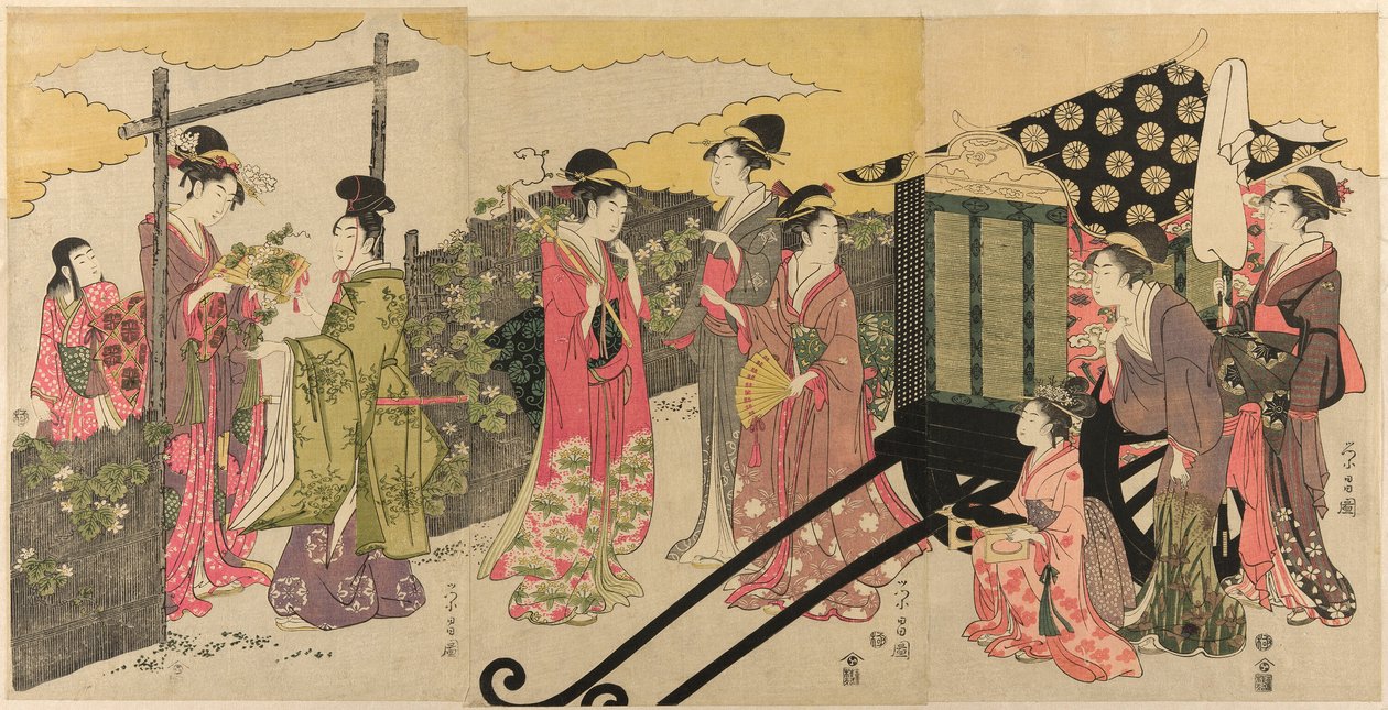 Parodi på Yugao Chapter of the Tale of Genji av Chokosai Eisho