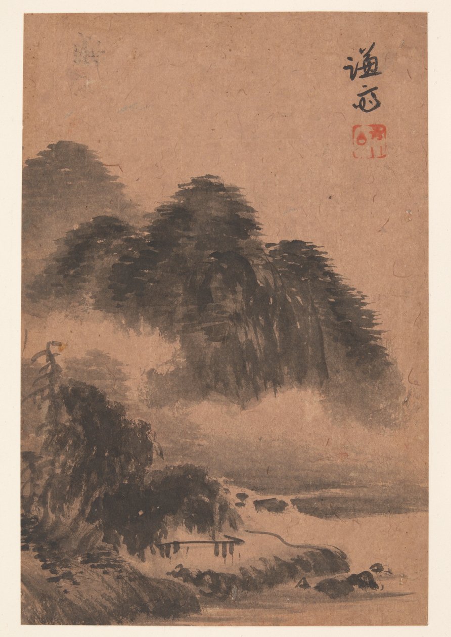 Landskap (albumblad) av Chong Son