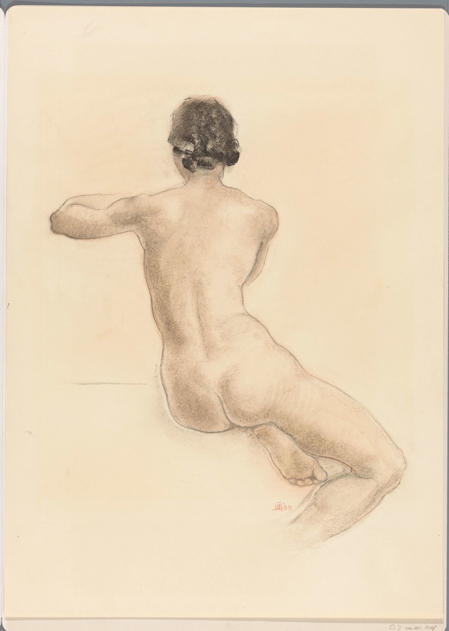 Sittende naken kvinne av Chris van der Hoef (signed by artist)