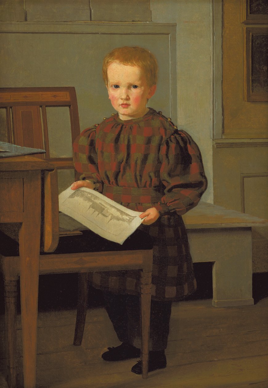Maleren C.W. Eckersberg-sønnen Julius i hans fars studio av Christen Købke
