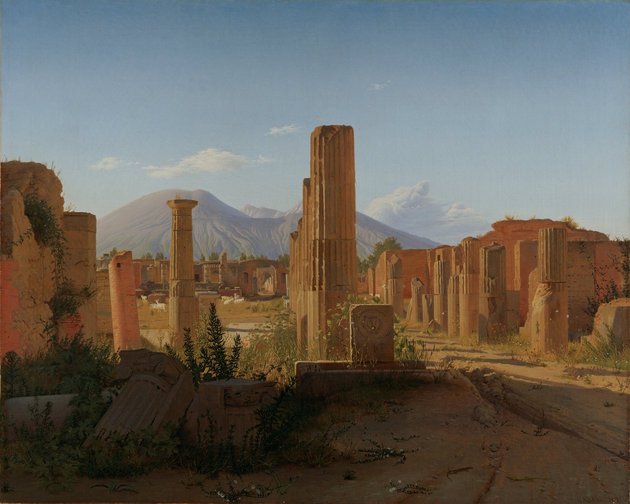 Forumet i Pompeii med Vesuv i bakgrunnen, 1841 av Christen Schjellerup Købke