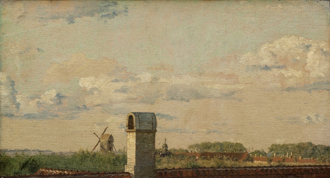 Utsikt fra et vindu i Toldbodvej med utsikt mot citadellet i København, ca. 1833 av Christen Schjellerup Købke