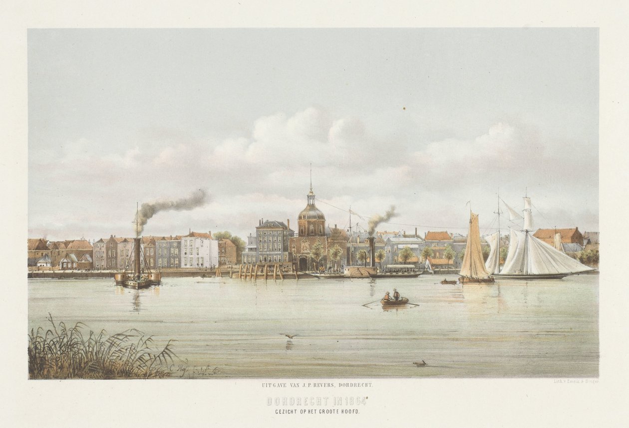 Utsikt over Groothoofdspoort i Dordrecht Utsikt over Groote Hoofd (tittel på objekt) Dordrecht i 1864 (serietittel på objekt) av Christiaan Bos