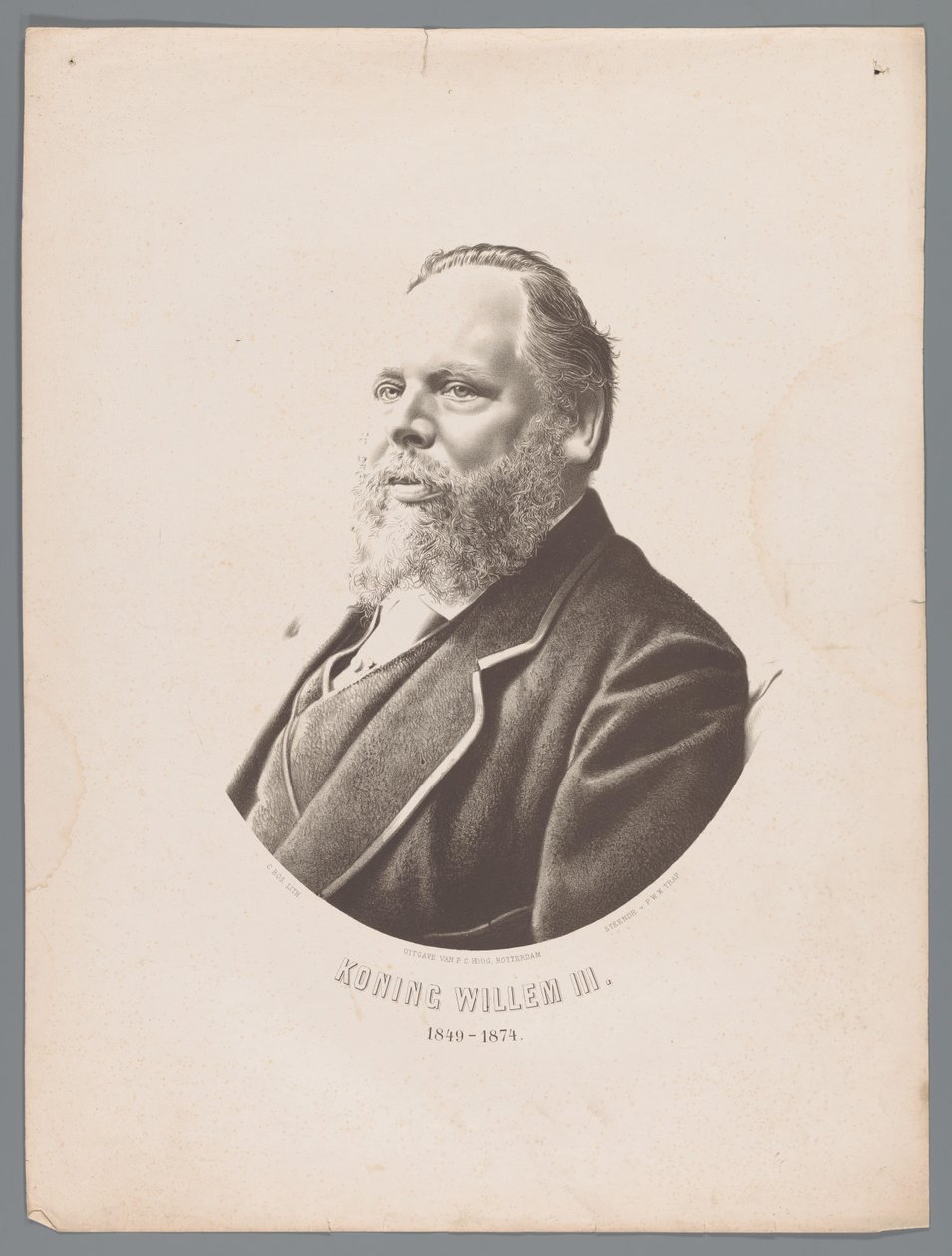 Portrett av William III av Nederland Kong Vilhelm III 1849-1874 (tittel på objekt) av Christiaan Bos