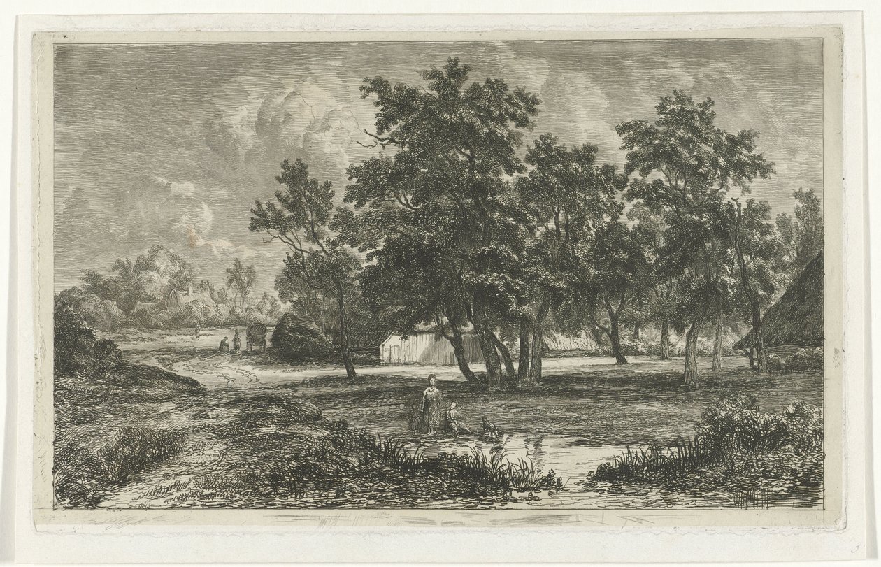Landskap med en gård blant trærne av Christiaan Immerzeel