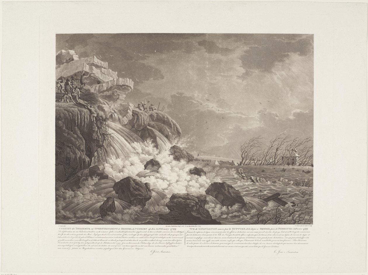 Utsikt over dykrupturen og oversvømmelsen ved Bemmel ved Nymegen 21. februar 1799 / Vue de L