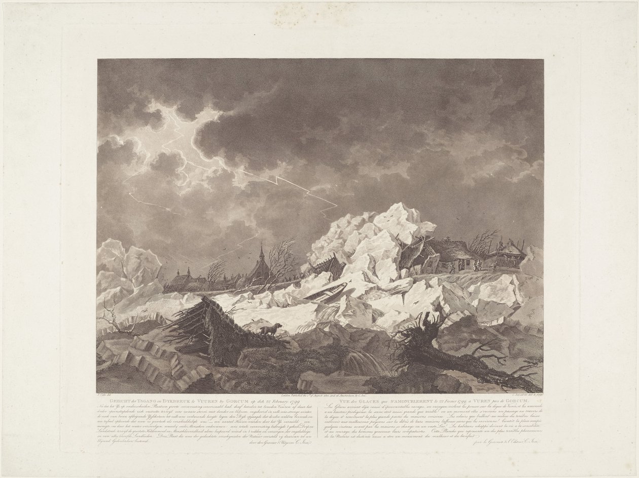 Utsikt over Ysgang og Dykbreak ved Vuuren ved Gorcum den 22. februar 1799 / Vue des Glaces qui S