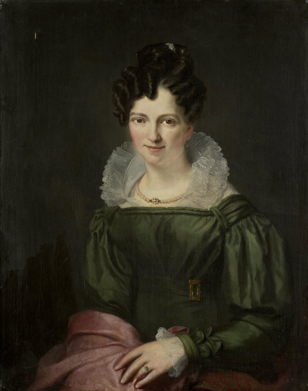 Portrett av Maria Christina Nijssen, kone til Anthonie van der Hout av Christiaan Julius Lodewijk Portman (signed by artist)