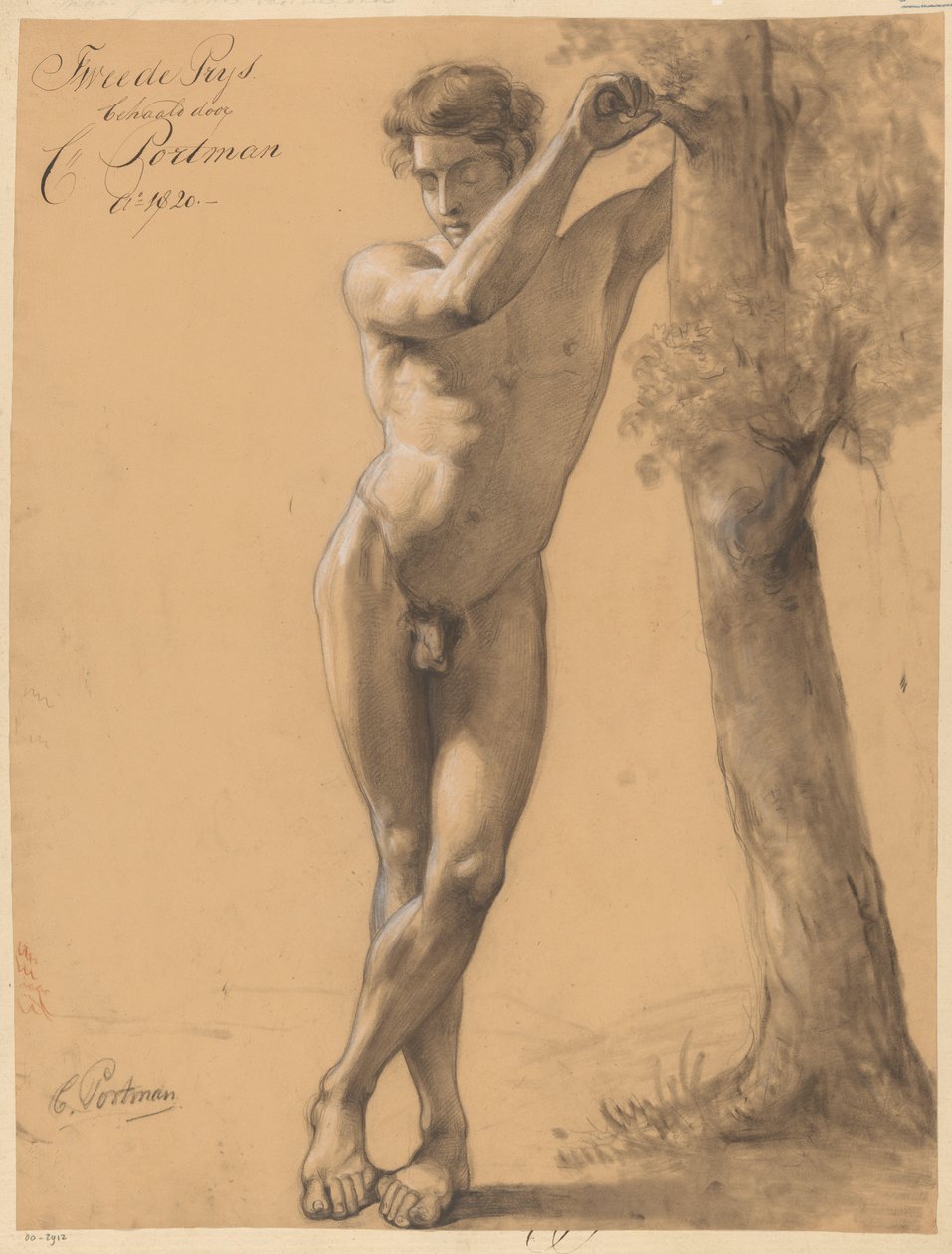 Stående naken mann, sett forfra (2. premie 1820) av Christiaan Julius Lodewijk Portman
