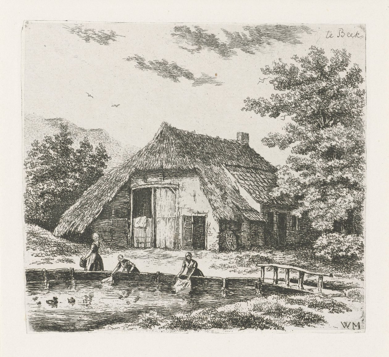 Tre kvinner vasker i Beek av Christiaan Wilhelmus Moorrees