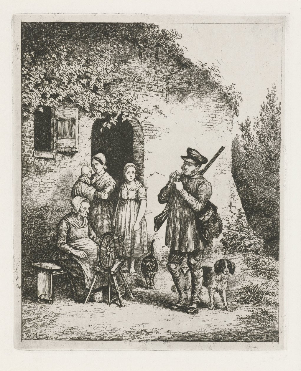 Selskap foran et hus av Christiaan Wilhelmus Moorrees