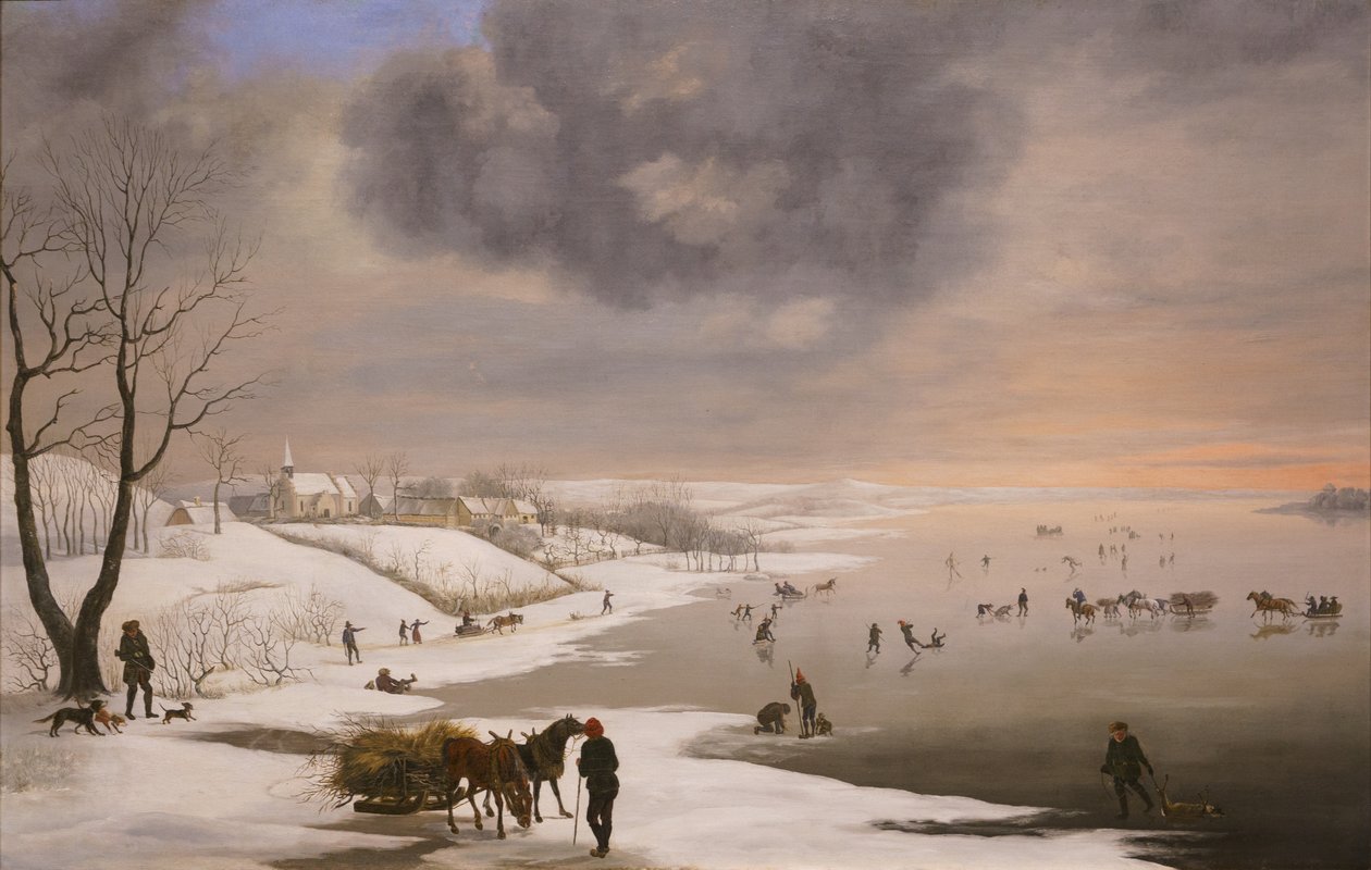 Vinterlandskap med Brabrand kirke av Christian David Gebauer