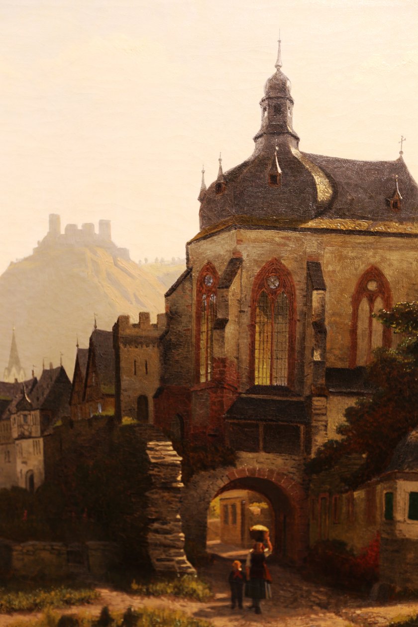 Oberwesel og Castle Schönburg av Christian Eduard Boettcher