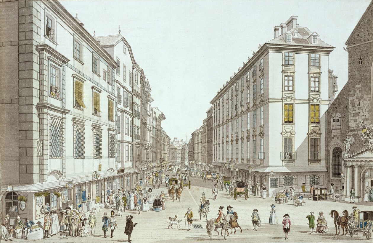 Utsikt over Kohlmarkt, 1786 av Christian Georg II Schutz or Schuz