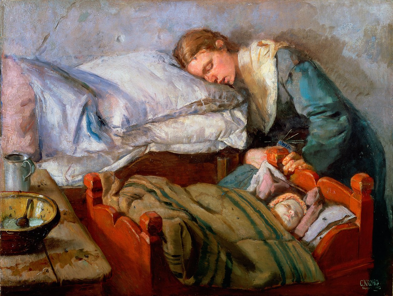 Sovende mor, 1883 av Christian Krohg