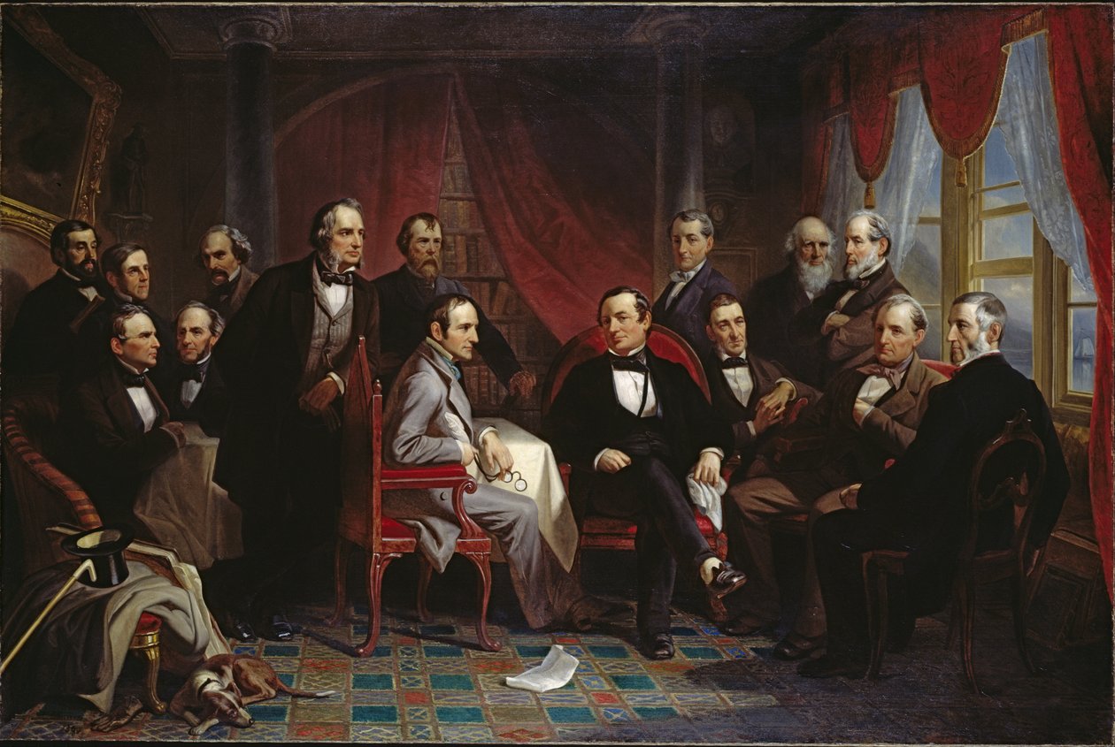 Washington Irving og hans litterære venner på Sunnyside av Christian Schussele