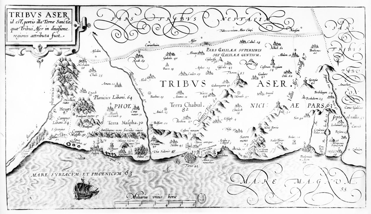 Kart over stammen av Asher, 1590 av Christian van Adrichom