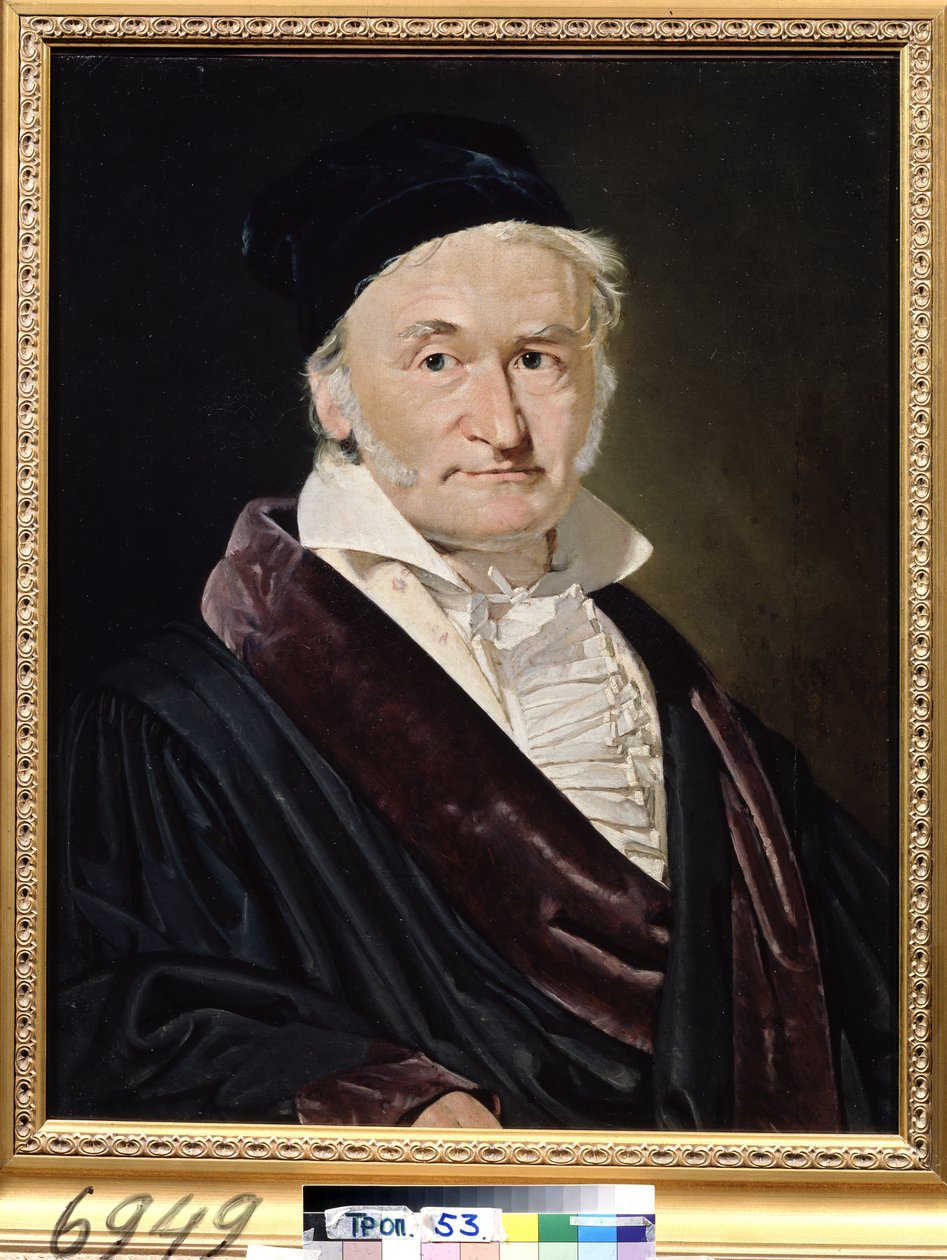 ""Portrait du scientifique allemand Karl (Carl) Friedrich Gauss (1777-1855)"" (Portrett av matematikeren, astronomen og fysikeren Carl Friedrich Gauss (1777-1855)) Peinture de Christian Albrecht Jensen (1792-1870) 1840 Dim. 66x52 cm Musee Pouchkine, M av Christian Albrecht Jensen