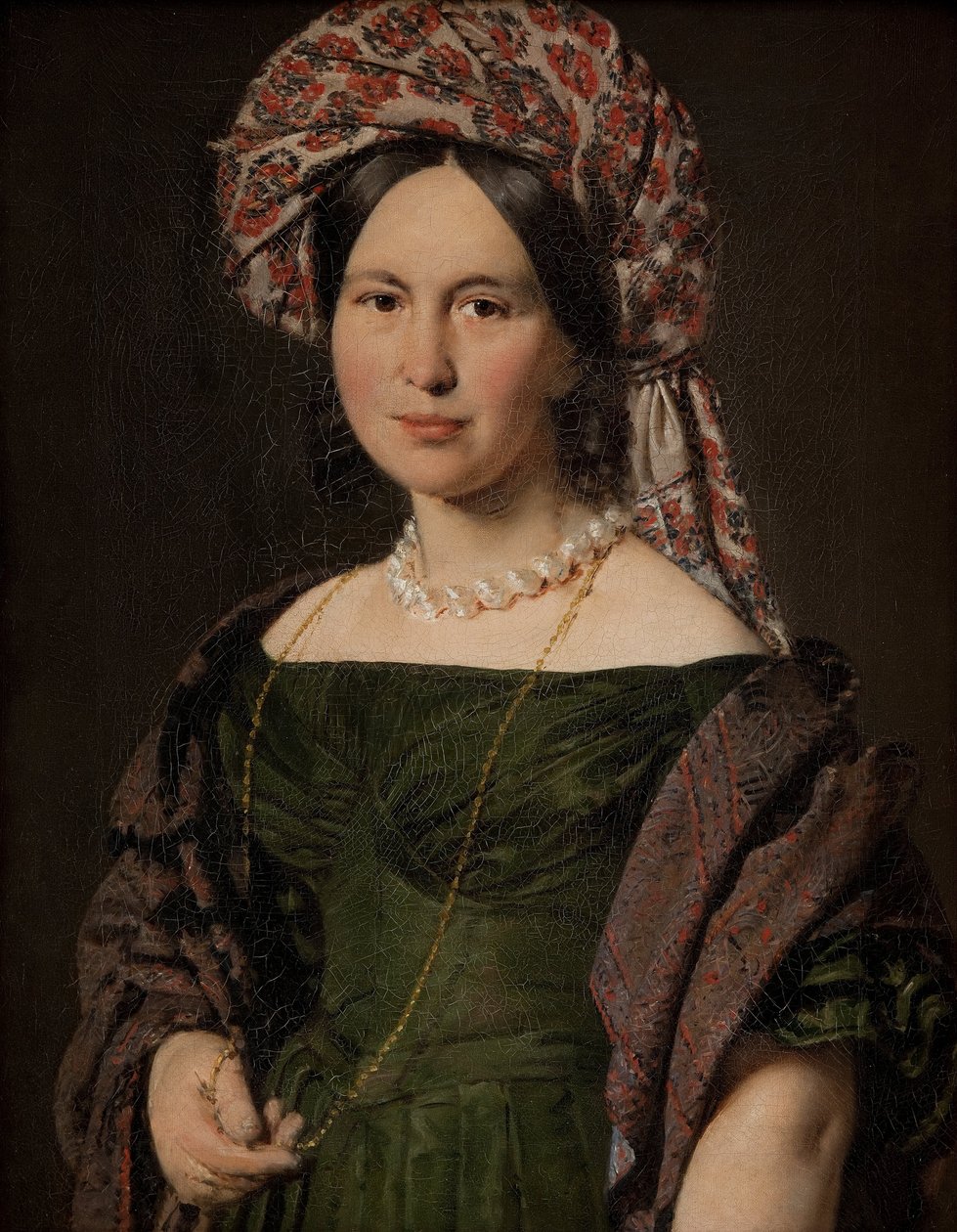Cathrine Jensen, født Lorenzen, kunstnerens kone med turban, 1842-1843 av Christian Albrecht Jensen