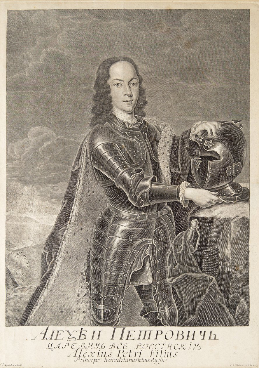 Portrett av Tsarevich Alexei Petrovich av Russland 1690-1718, ca. 1740 av Christian Albrecht Wortmann