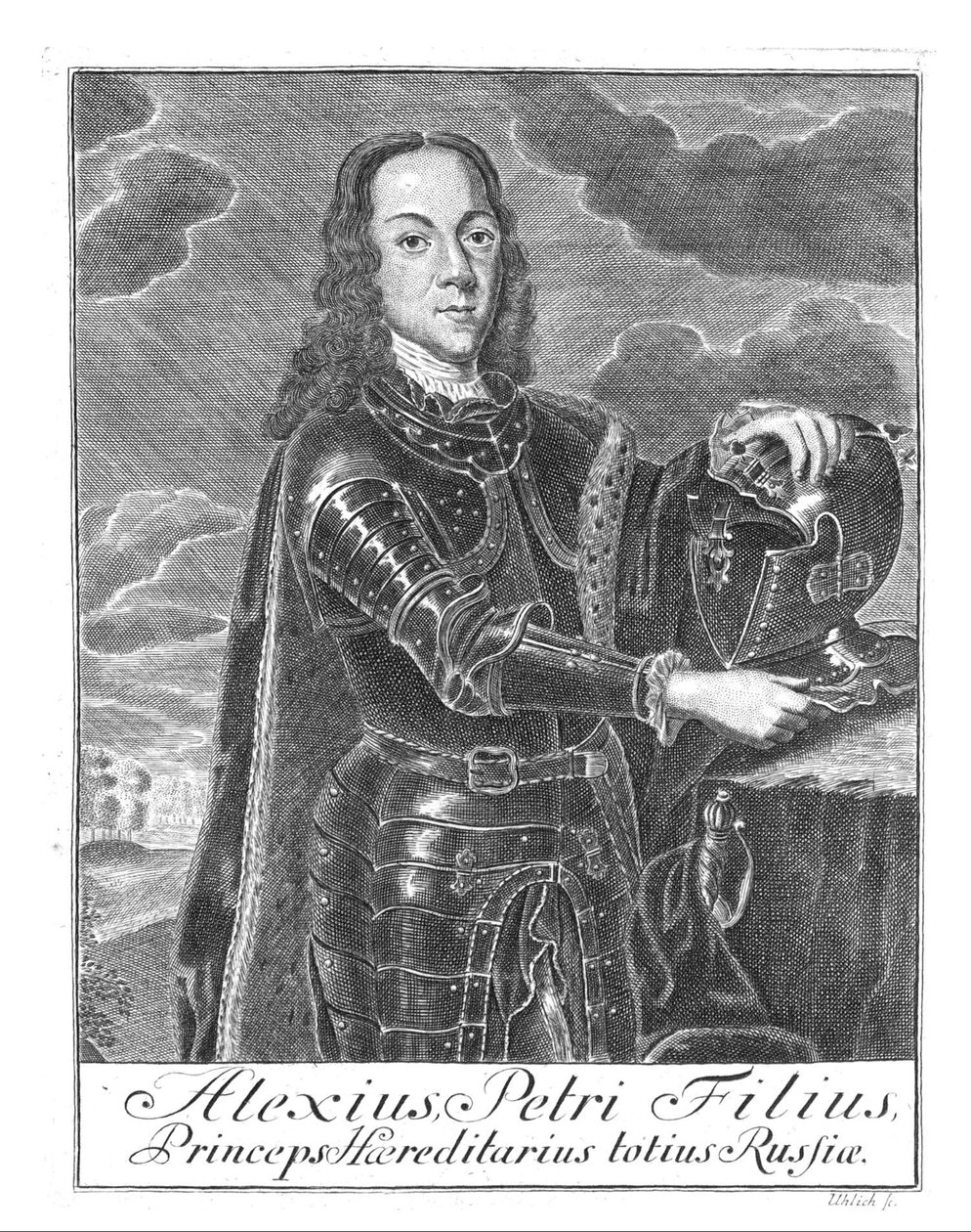 Portrett av Tsarevich Alexei Petrovich av Russland 1690-1718, ca 1730 av Christian Albrecht Wortmann