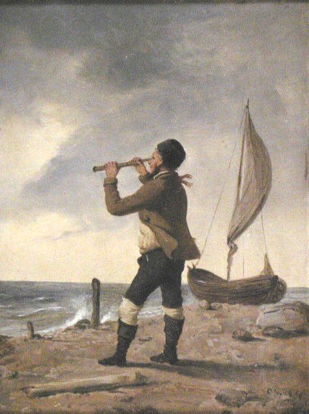 The Lookout (olje på panel) av Christian Andreas Schleisner