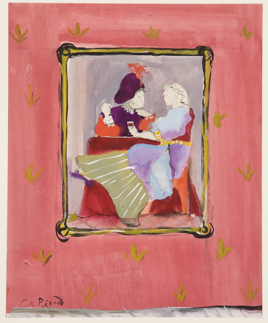 Et utkledd par, ca. 1935-45 (gouache på papir) av Christian Bérard