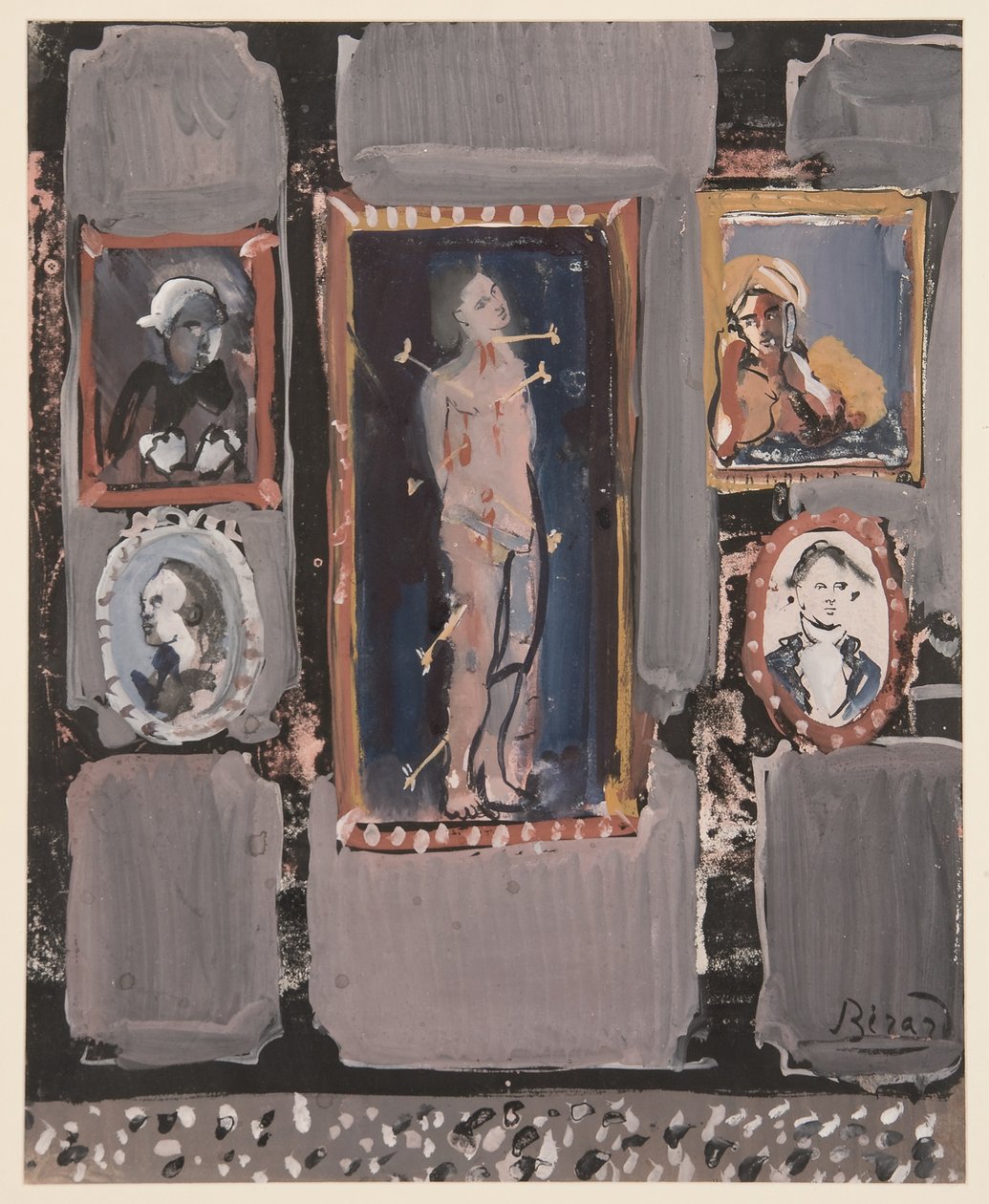 Saint Sebastian på en grå bakgrunn, ca. 1935-1945 (gouache på papir) av Christian Bérard