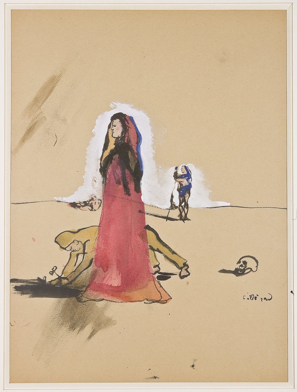 Scene med tegn, ca. 1934 (gouache og blekk på papir) av Christian Bérard