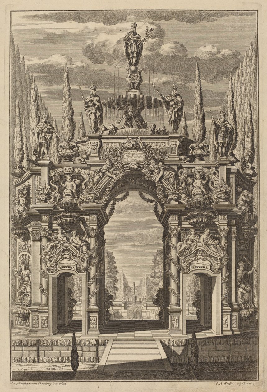 Triumfbue for Friedrich IV av Christian Engelbrecht and Johann Andreas Pfeffel, after Peter Schubert von Ehrenberg