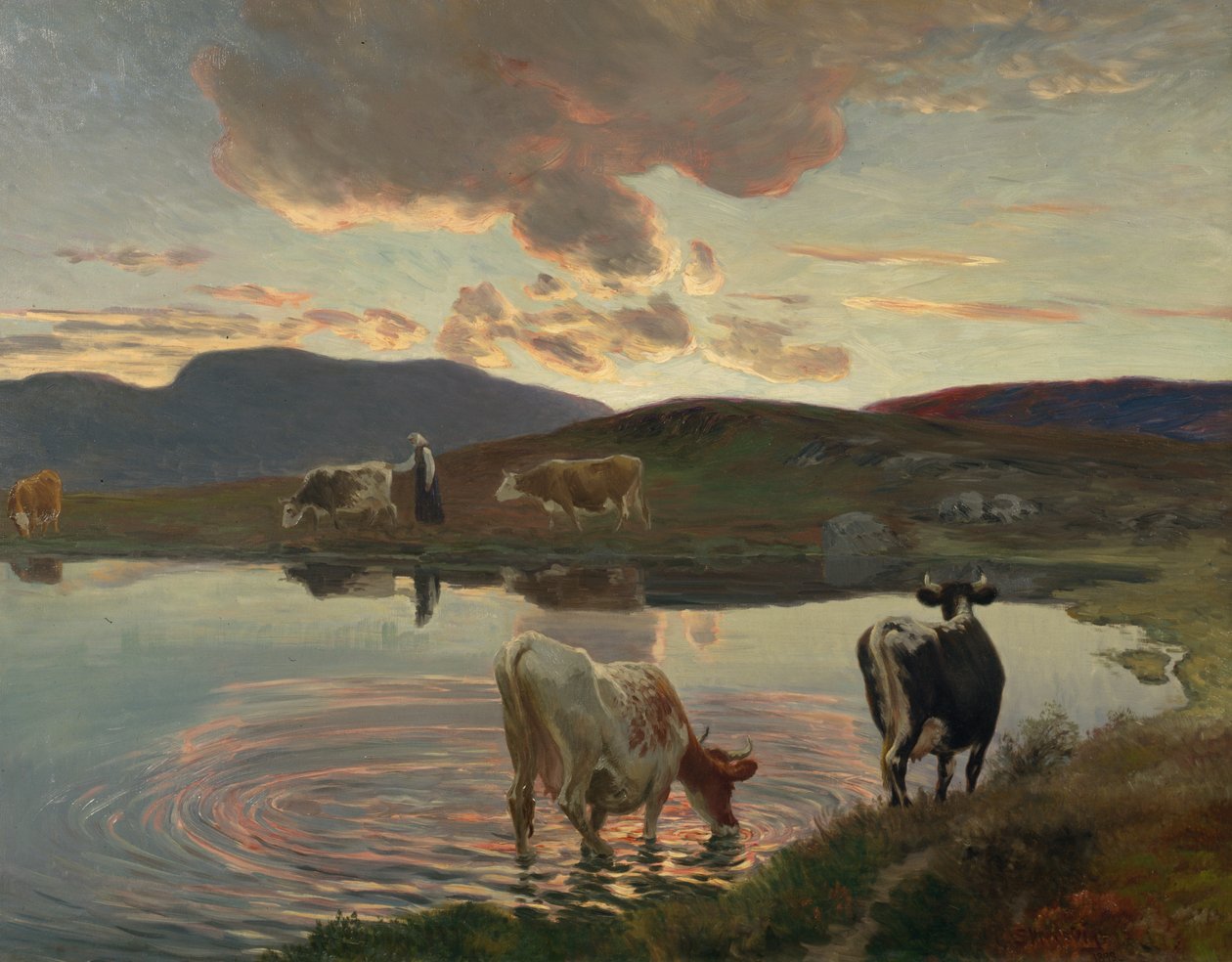 After Sunset (olje på lerret) av Christian Eriksen Skredsvig