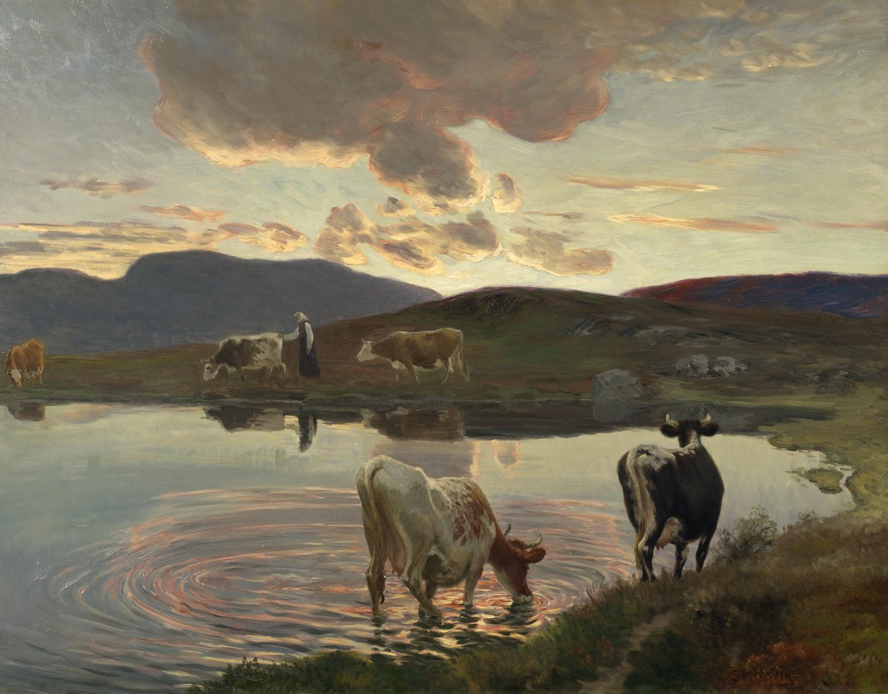 Etter solnedgang (olje på lerret) av Christian Eriksen Skredsvig