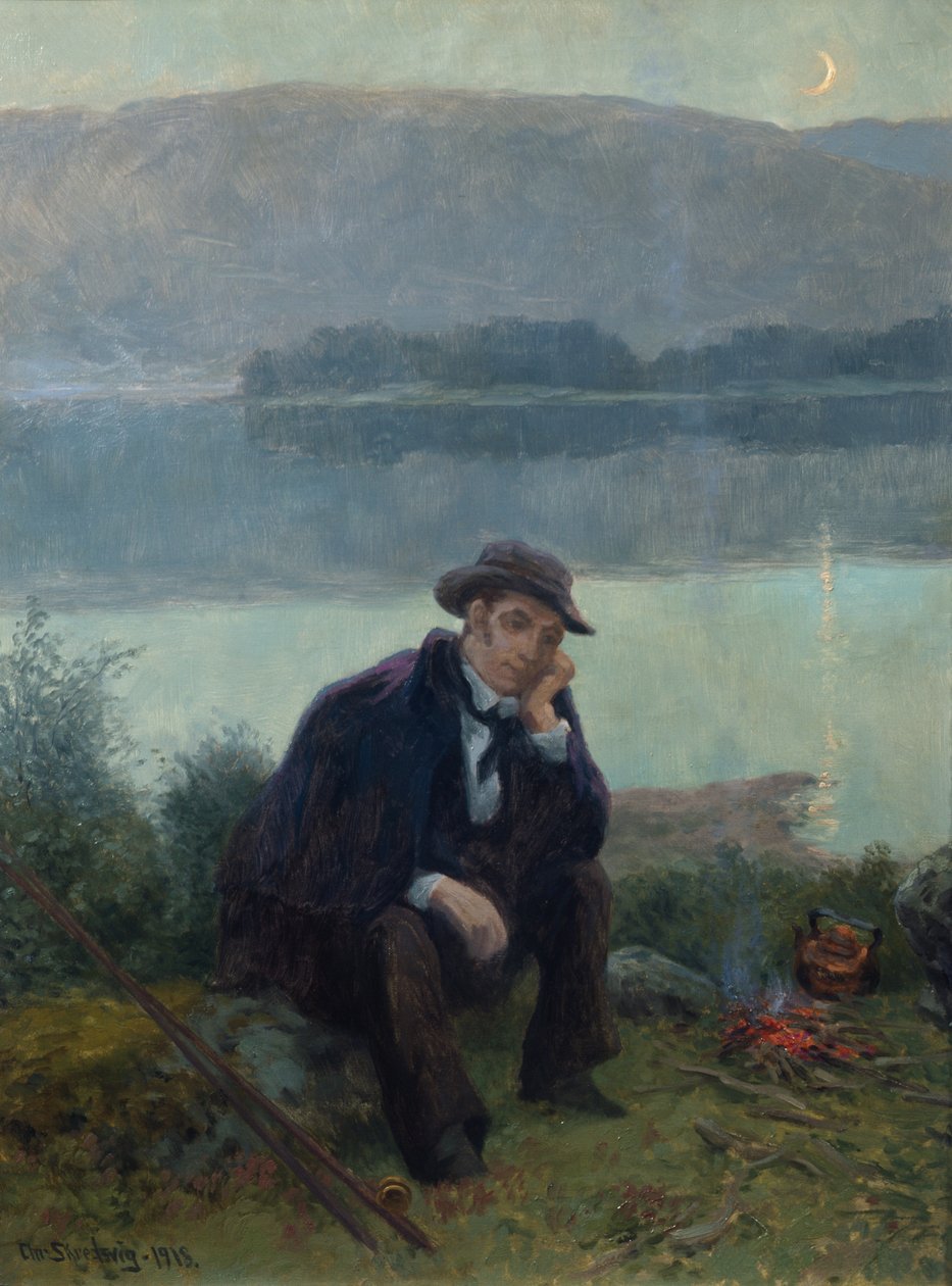 Jørgen Moe på fisketur av Christian Eriksen Skredsvig