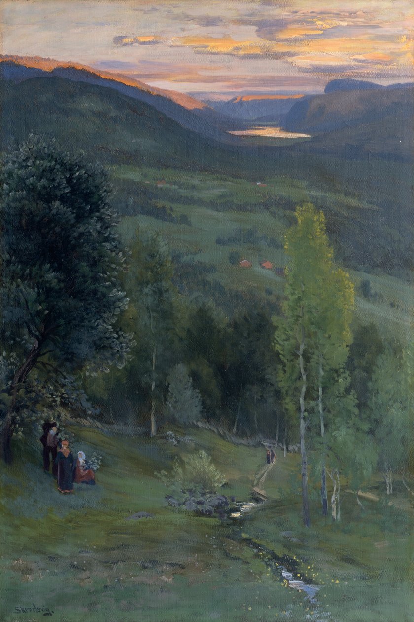 Midsummer, Eggedal (oil on canvas) av Christian Eriksen Skredsvig