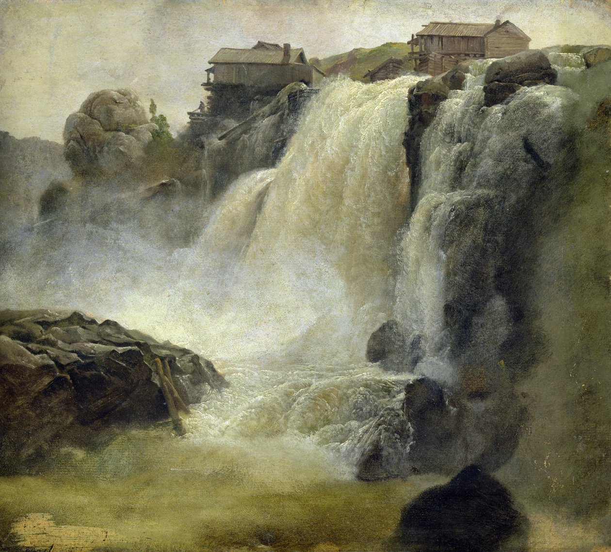 Haugfoss i Norge, 1827 (olje på papir om bord) av Christian Ernst Bernhard Morgenstern