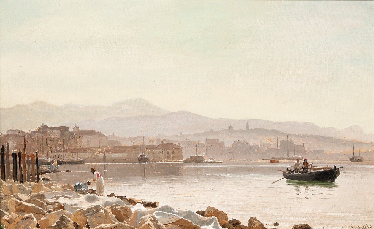 Tørking av ark på kysten før Split, Kroatia av Christian Frederick Emil Eckardt