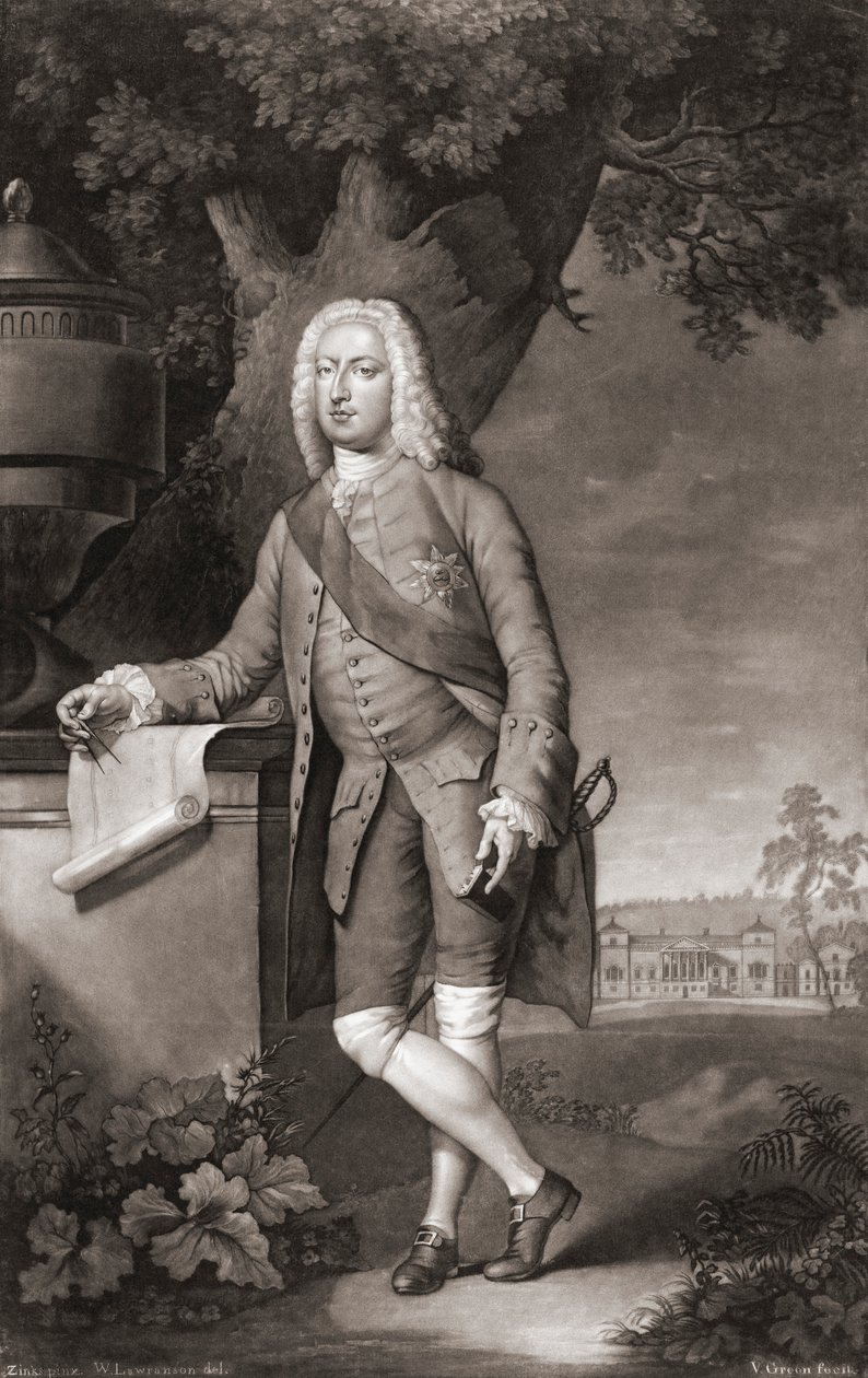 Thomas Coke, jarl av Leicester. Portrett. (skrive ut) av Christian Friedrich (after) Zincke