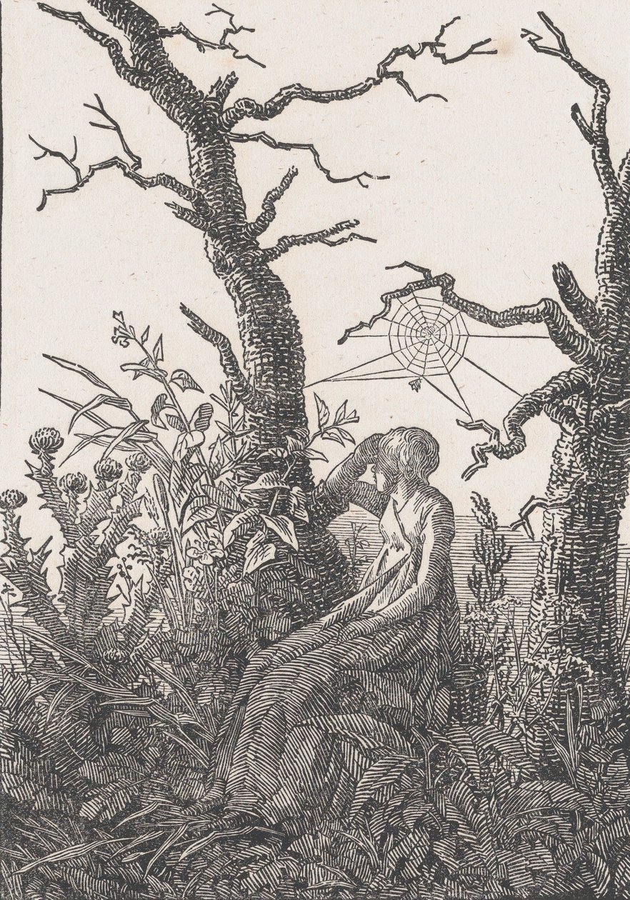 Sittende kvinne med et edderkoppnett, sannsynligvis 1803. av Christian Friedrich