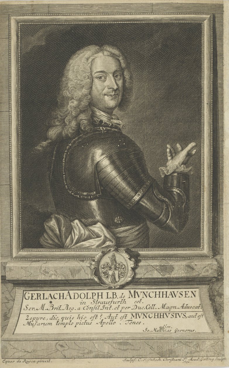Portrett av Gerlach Adolph von Munchausen 1688-1770, 1738. av Christian Friedrich Fritzsch