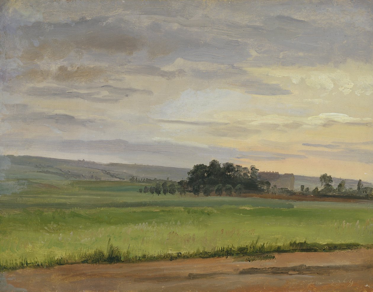 En kornåker nær Dresden, 1833 (olje på papir lagt på papp) av Christian Friedrich Gille