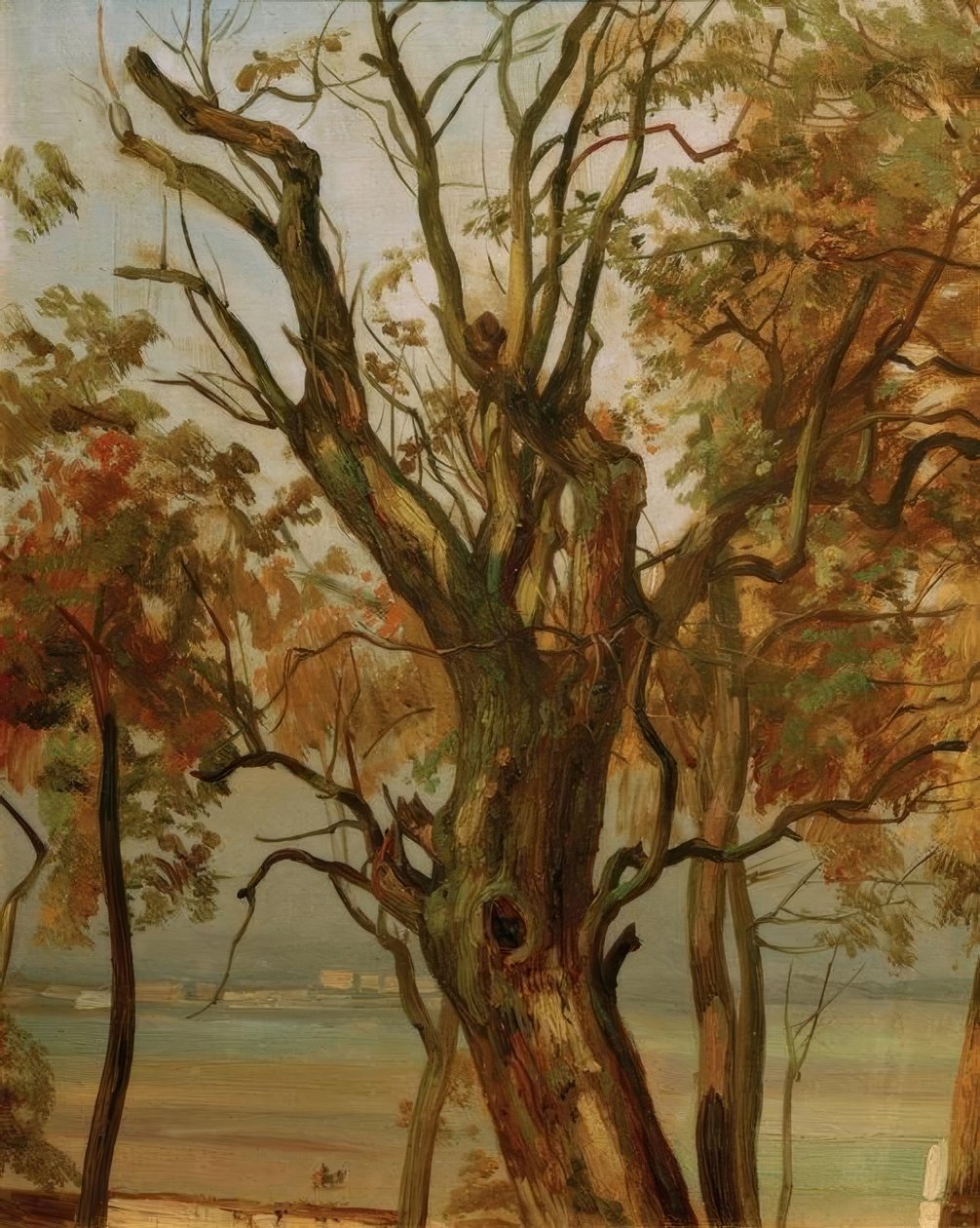Trestudie om høsten (bredden av Elben nær Dresden) av Christian Friedrich Gille
