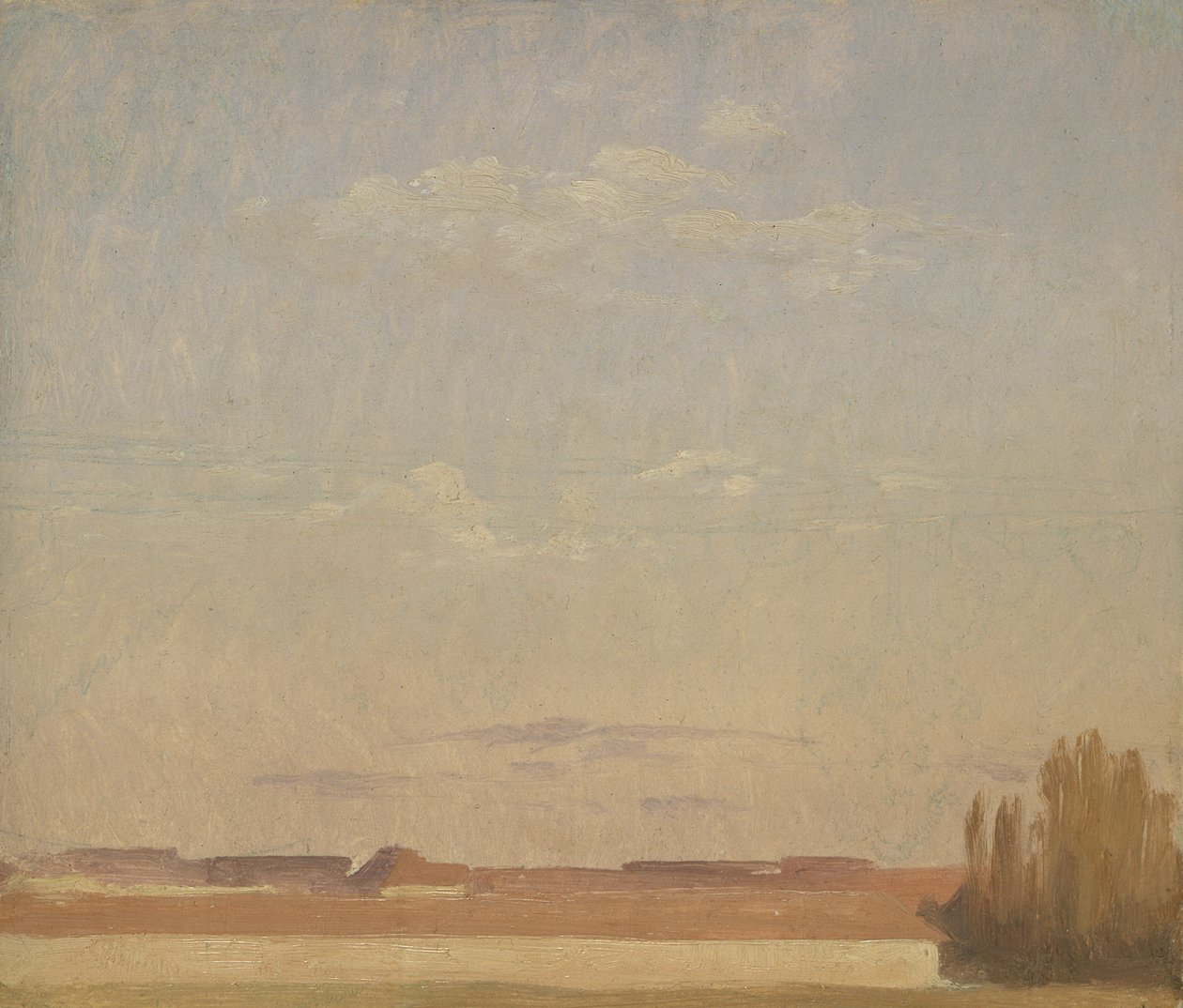 Utsikt over takene i en Dresden-forstad (olje på papir montert på lerret) av Christian Friedrich Gille