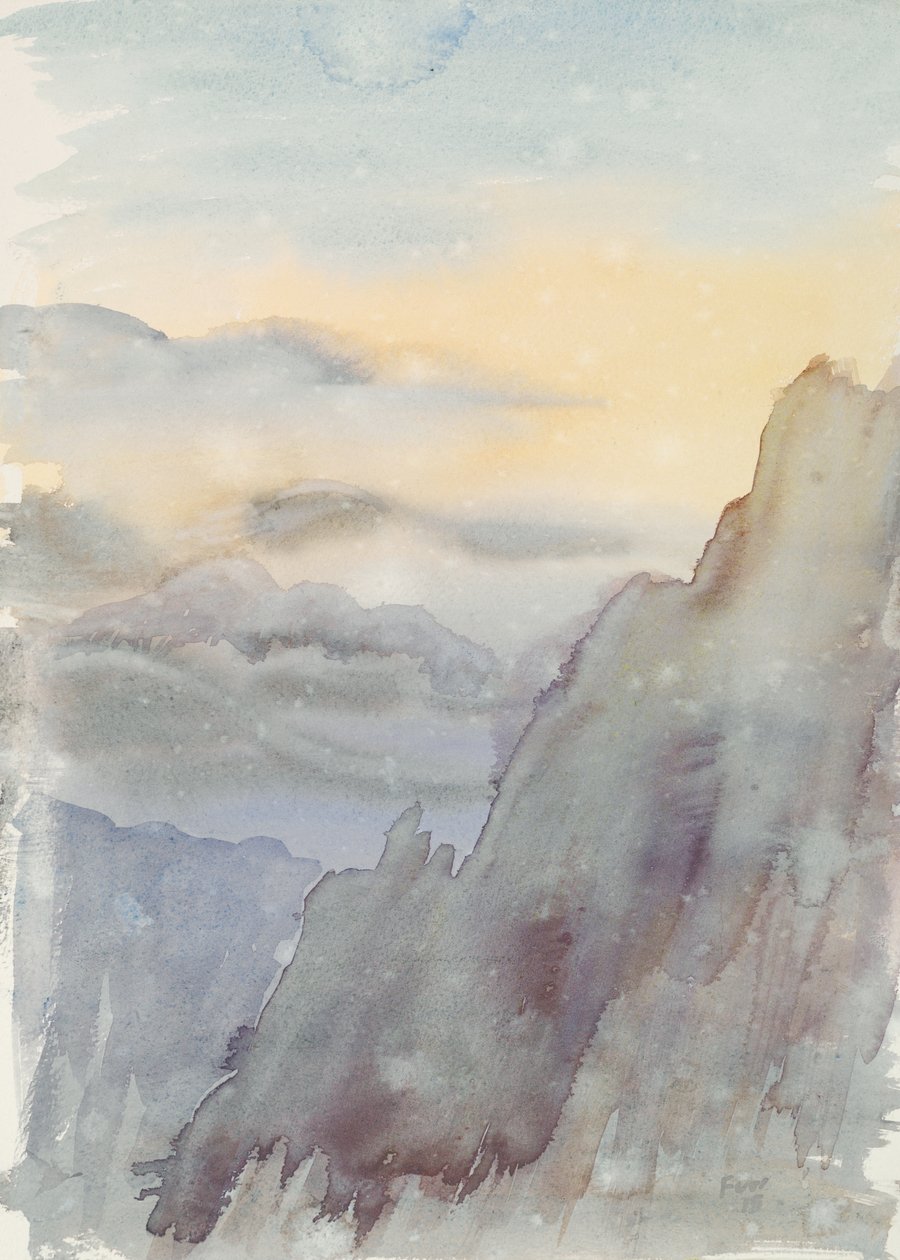 Fjelllykke - PaiyunTing II, 2015 (akvarell på papir) av Christian Furr