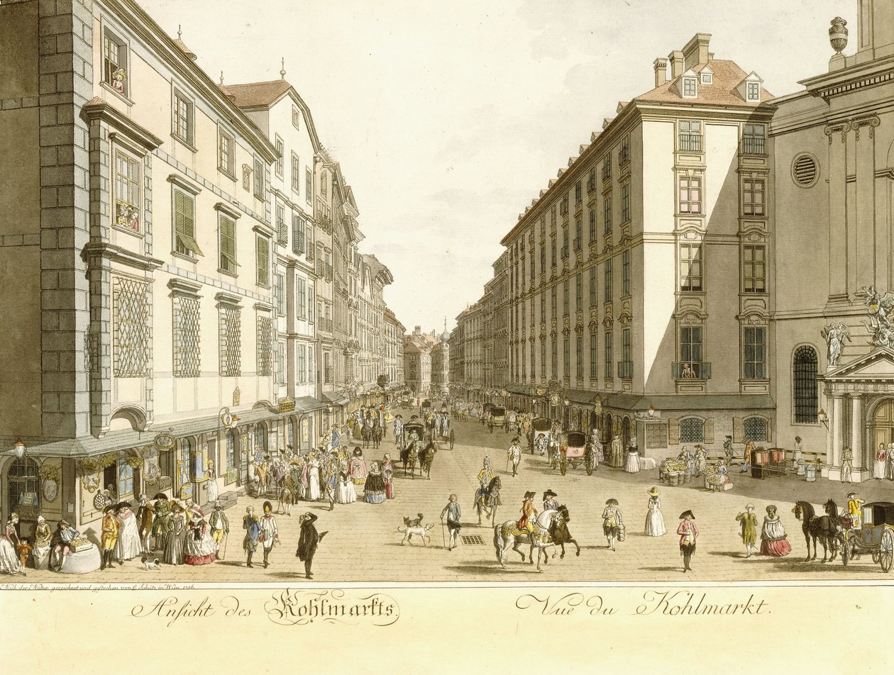 Utsikt over Kohlmarkt, 1786 av Christian Georg II Schutz or Schuz