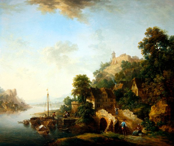 En utsikt over landsbyen Braubach (olje på kobber) av Christian Georg I Schutz