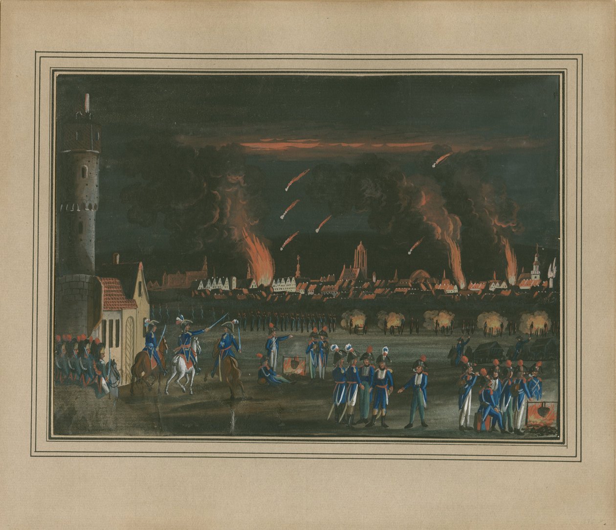 Bombardement av Frankfurt am Main av den franske hæren, 13. juli 1796 av Christian Georg Schütz the Younger