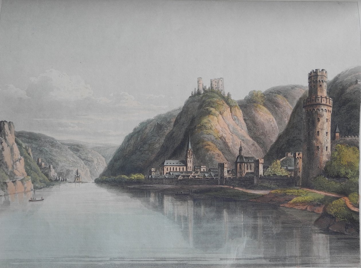 Utsikt over Oberwesel. Fra: En pittoresk tur langs Rhinen fra Mentz til Köln, 1820. av Christian Georg Schütz the Younger