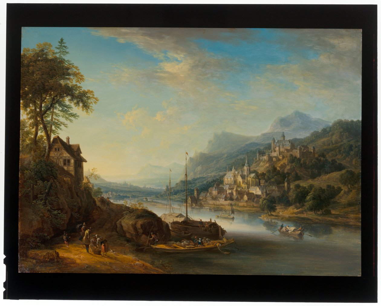 Et par Rhinland-landskap av Christian Georg the Elder Schuetz