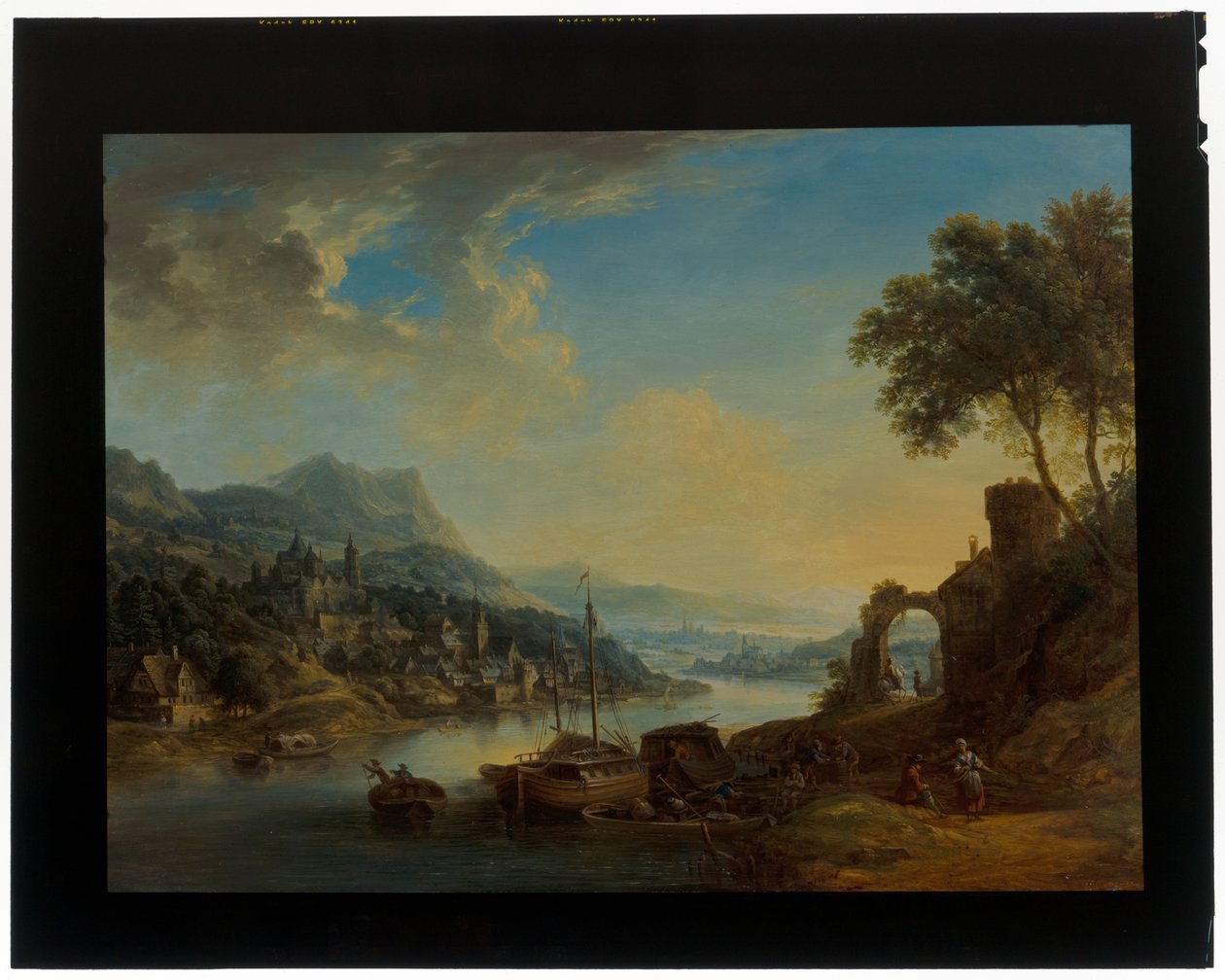 Et par Rhinland-landskap av Christian Georg the Elder Schuetz