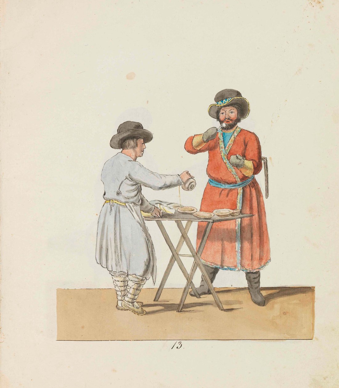 Kissel-selger og herregårdskusk Fra serien The St. Petersburg Peddlers, 1799. av Christian Gottfried Heinrich Geissler